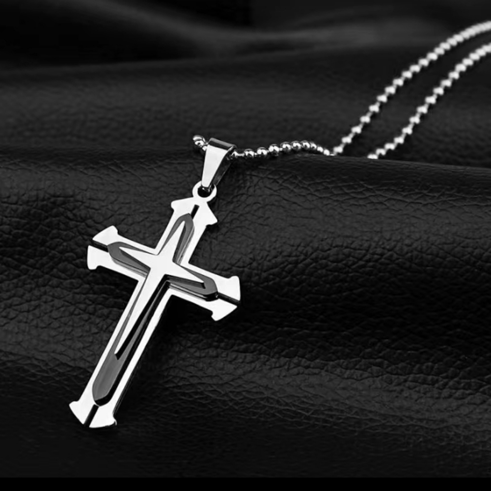 Black Cross Pendant Necklace